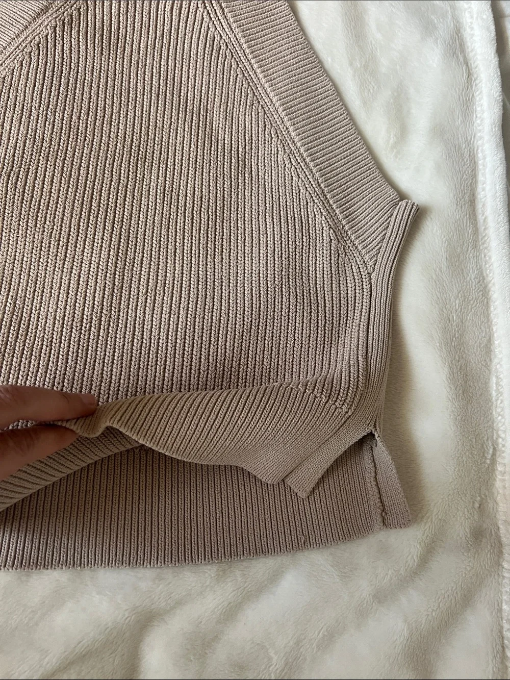 Wilfred sleeveless knit mock neck top in light taupe - Picture 6 of 6